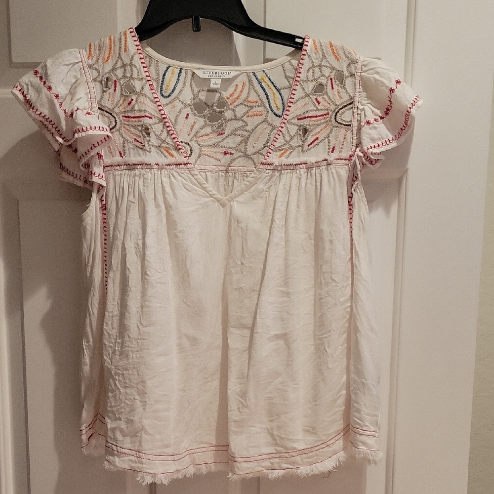 Liverpool White Embroidered Top